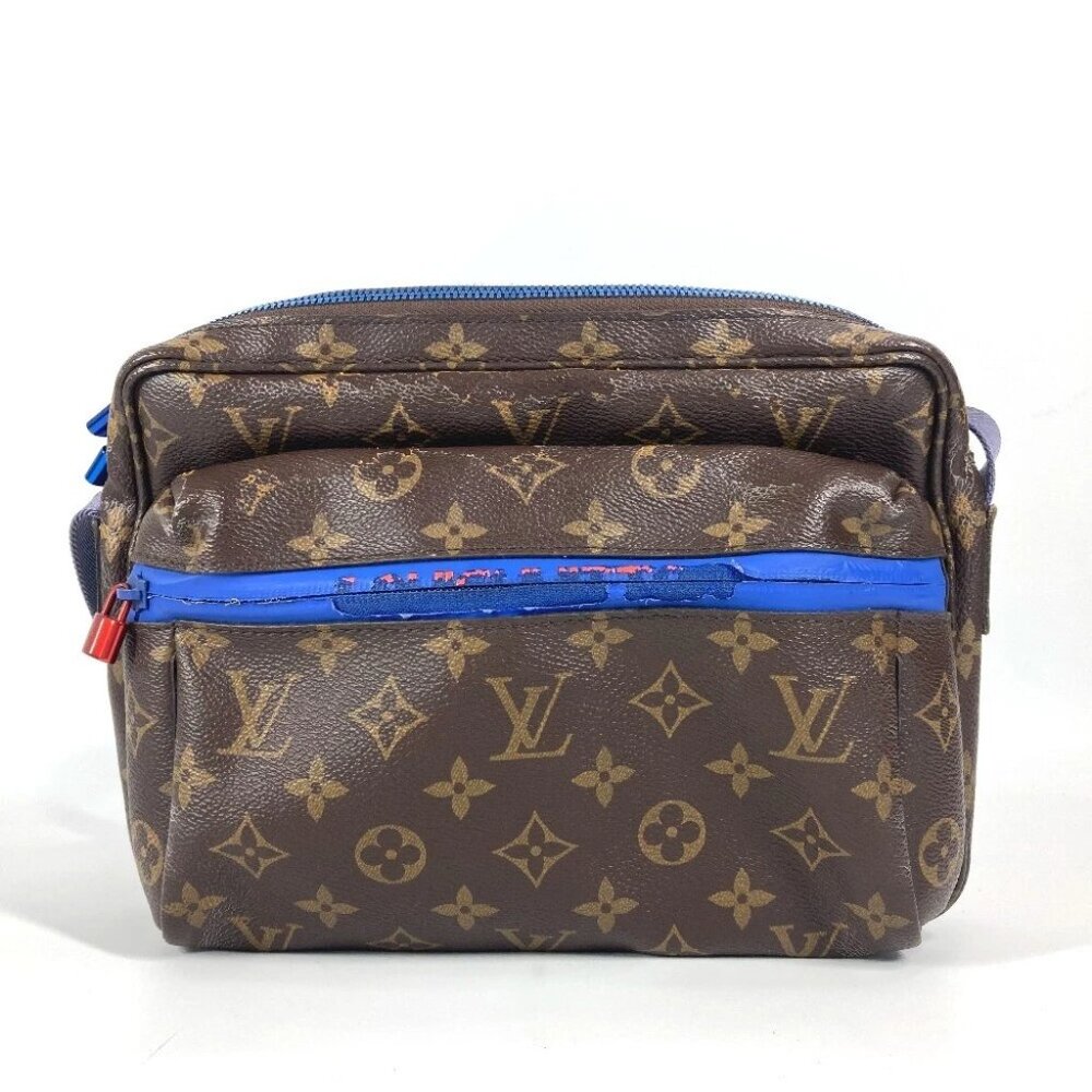LOUIS VUITTON M43843 Monogram MessengerPM Crossbody Shoulder Bag Brown/blue